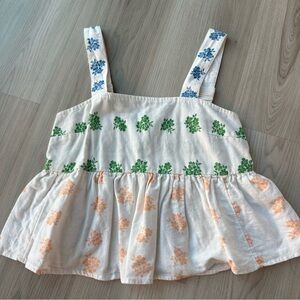 American Eagle Outfitters Floral Tank Top - Cream, Green, Blue, Orange